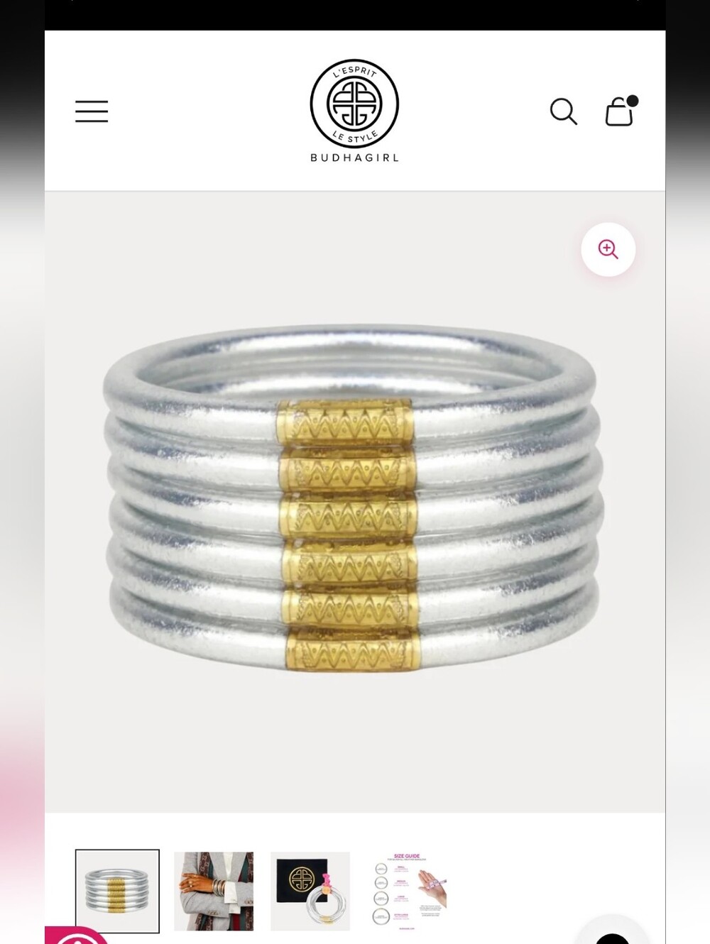 Budhagirl Single Silver All Weather Bangle New In Medium